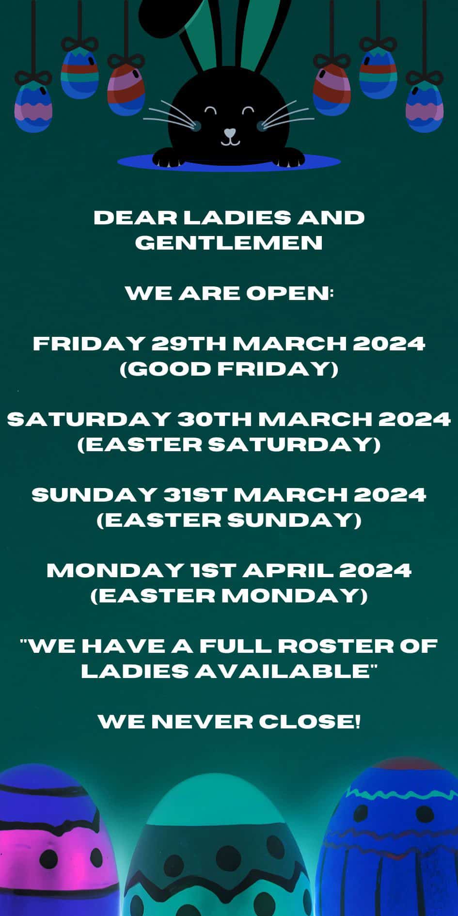 Easter opening hours notice