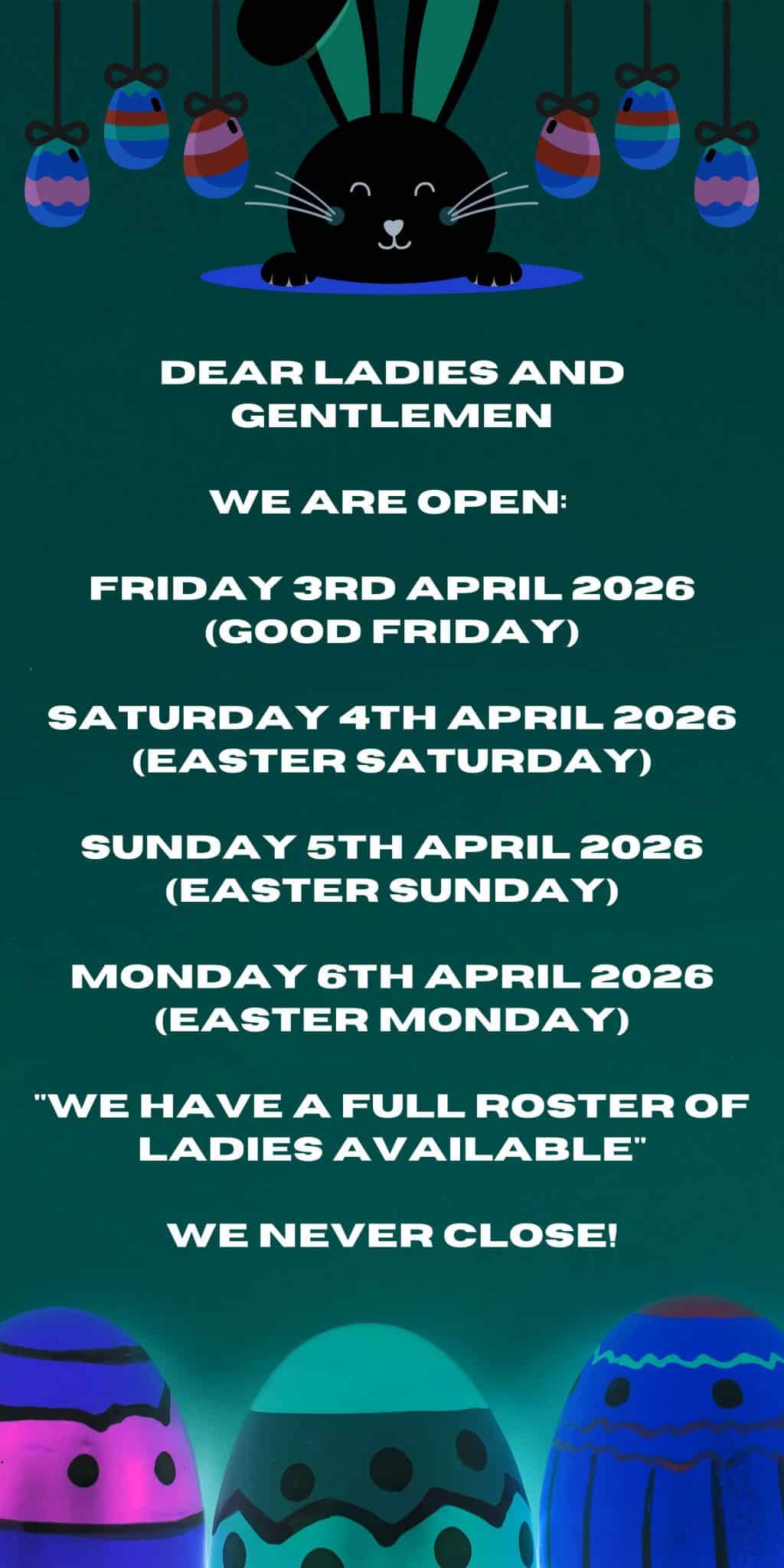 Easter opening hours notice 2026